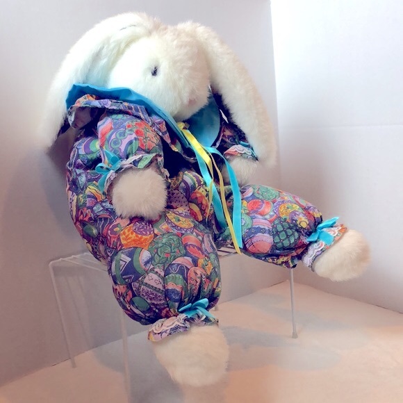 ToyoRama Floppy Body Puffy Bunny Rabbit Plush Easter Egg Fabric Ribbon Vintage - Picture 5 of 10